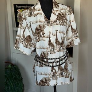 Vintage BonWorth Safari Animal Print Apparel Button Shirt‎